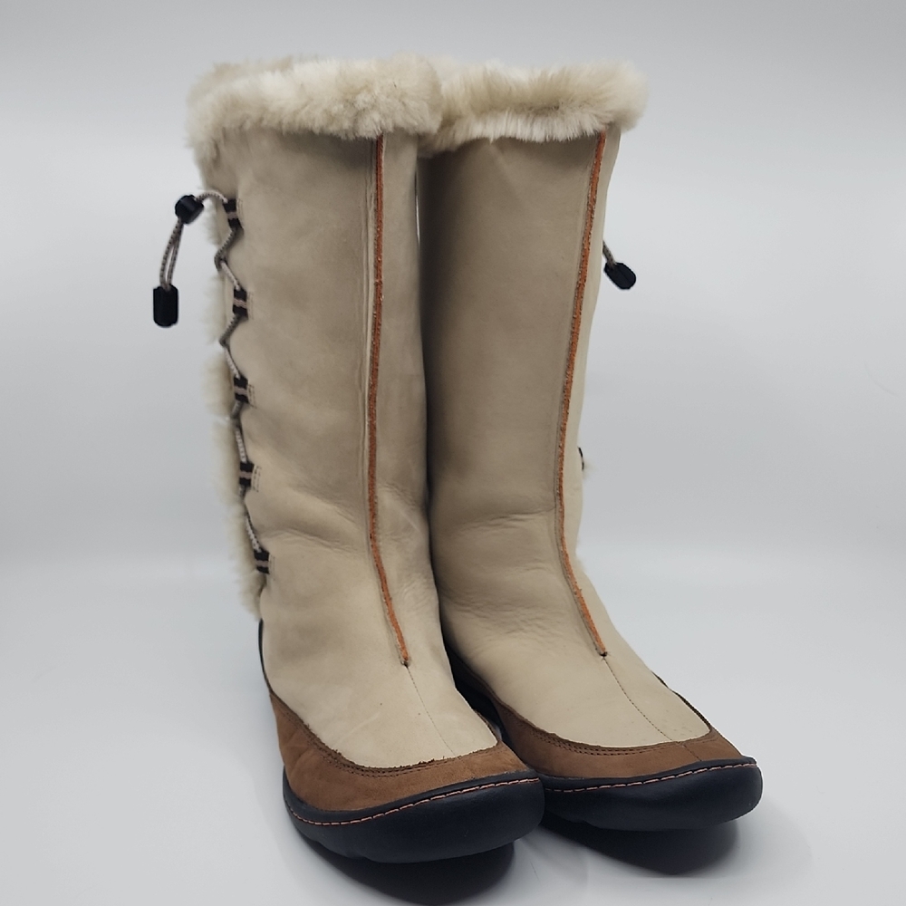 Women's Privo Cream & Brown Winter Boots, Size 8, Pre-owned
